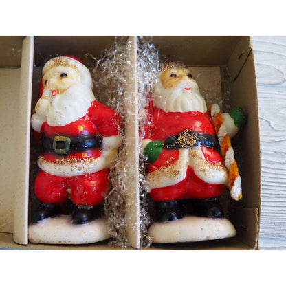 Vintage Christmas Wax Figure Candles Santa Unmarked Lot 6 /c